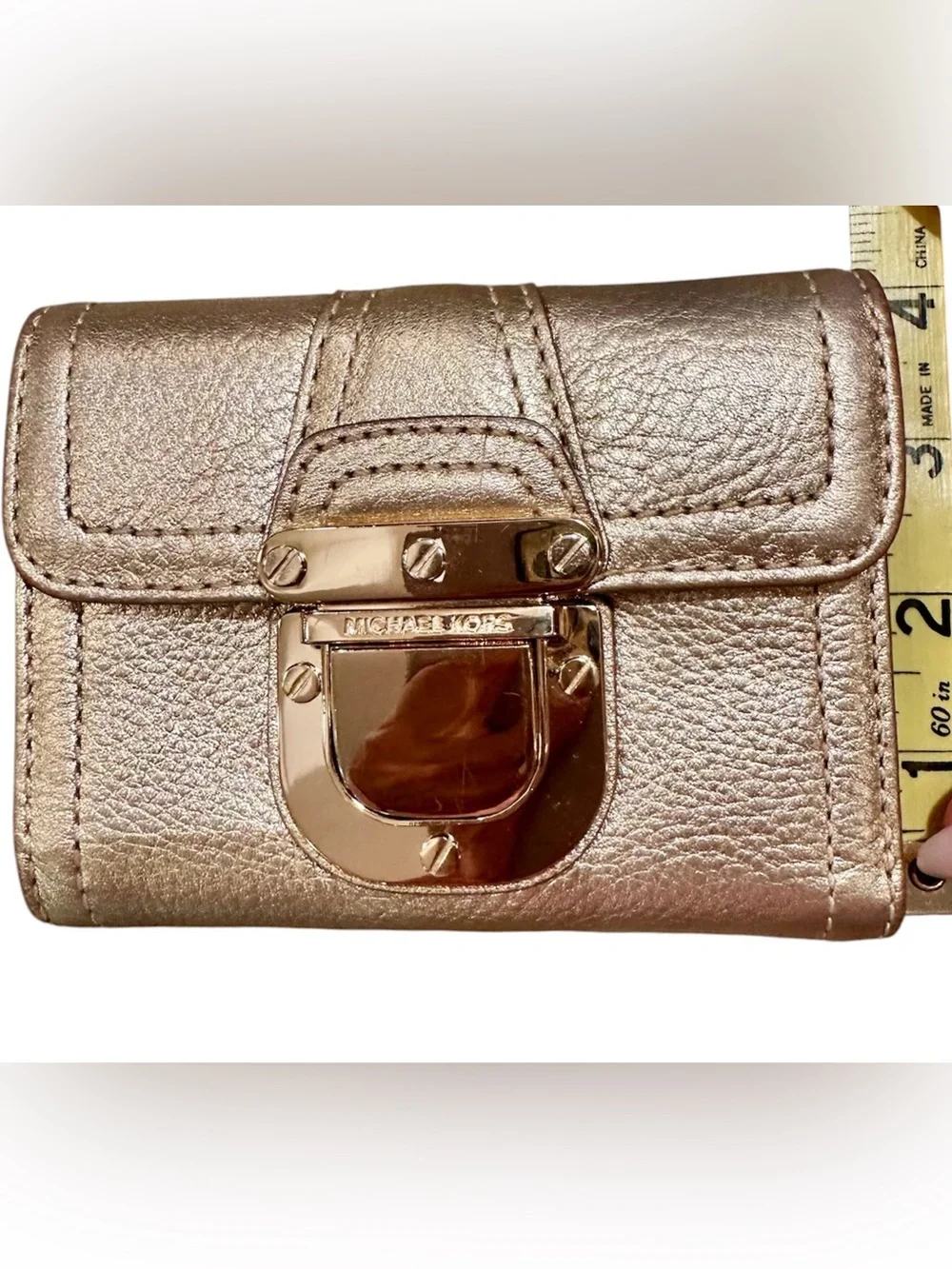 Michael Kors Gold Leather Charlton Compact Wallet